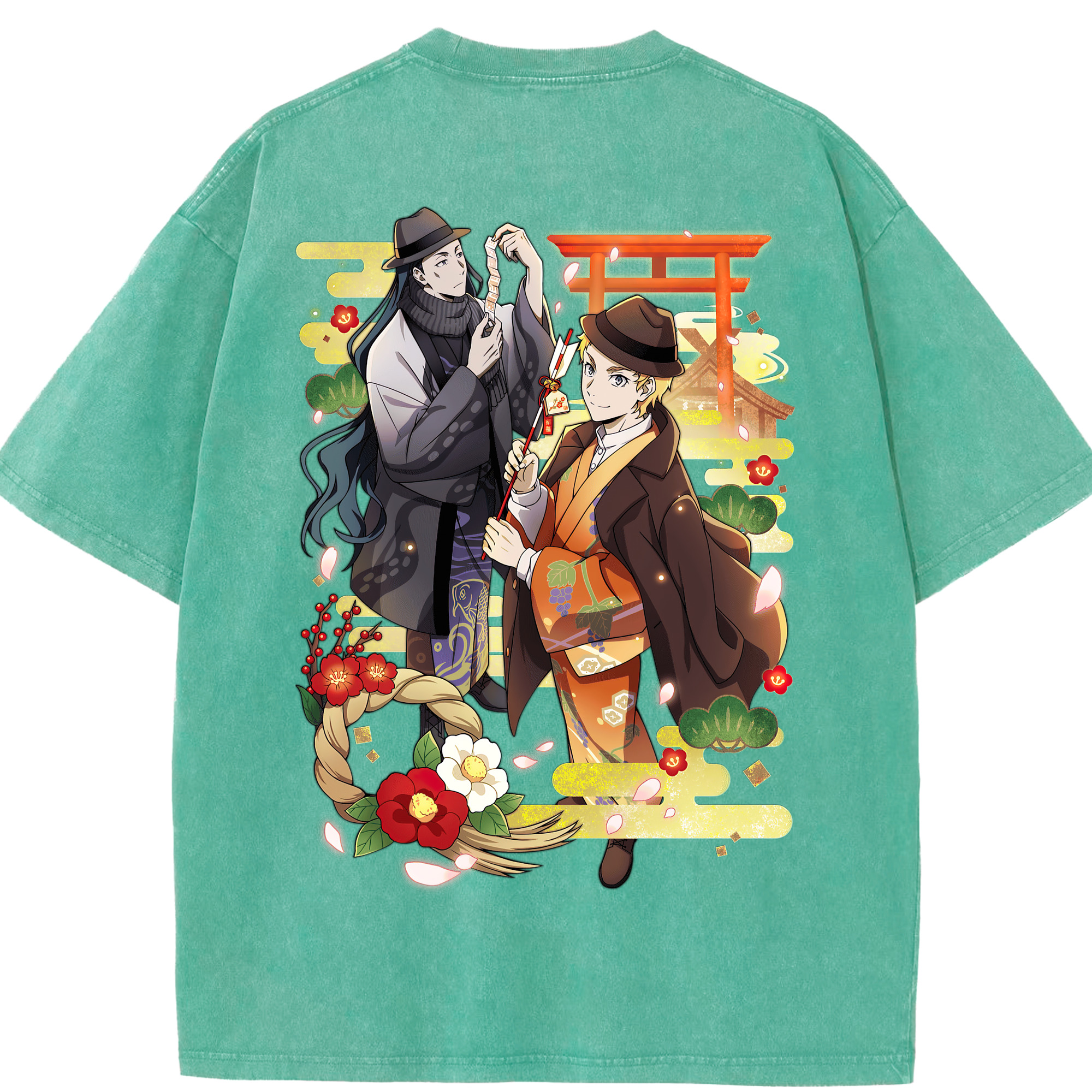 （画像用） 文豪ストレイドッグス Bungo Stray Dogs 綿100% ヴィンテージ風 半袖Tシャツ（背面プリント）